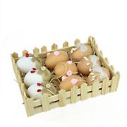 Northlight 2.25&quot; White and Brown Easter Egg Ornaments, 9 pc.