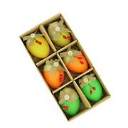Northlight 2.25&quot; Green and Yellow Burlap Spring Easter Egg Ornaments, 6 pc.