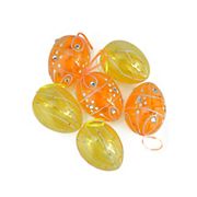 Northlight 3.25&quot; Transparent Yellow and Orange Glitter Gem Spring Easter Egg Ornaments, 6 pc.