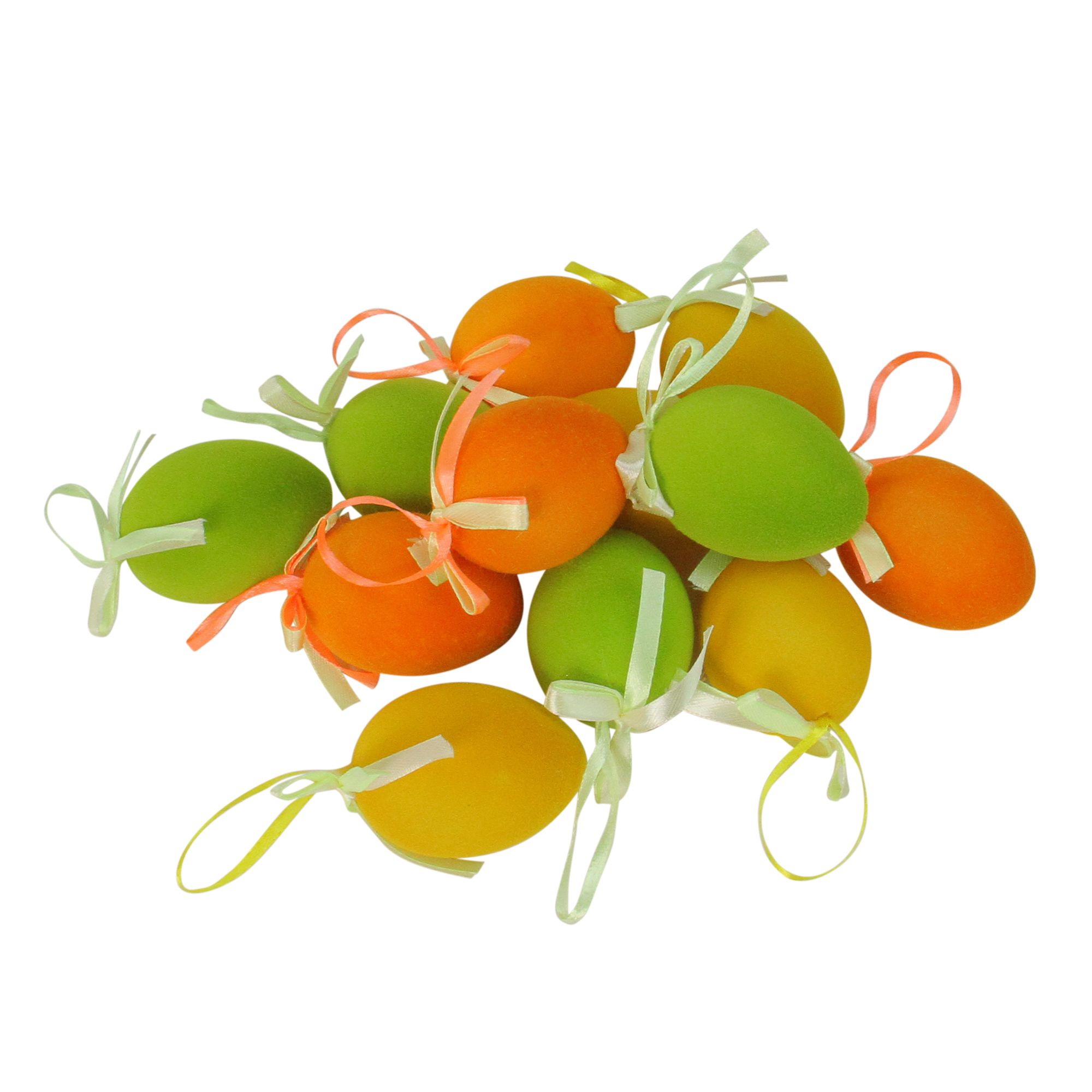 Northlight 2.5&quot; Orange and Green Spring Easter Egg Ornaments, 12 pc.