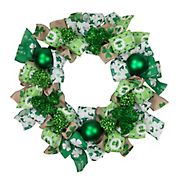 Northlight Ribbons and Shamrocks St. Patrick's Day Wreath, 24&quot;