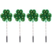 Northlight Green Shamrock St. Patrick's Day Pathway Marker Lawn Stakes - Clear Lights, 4 ct.