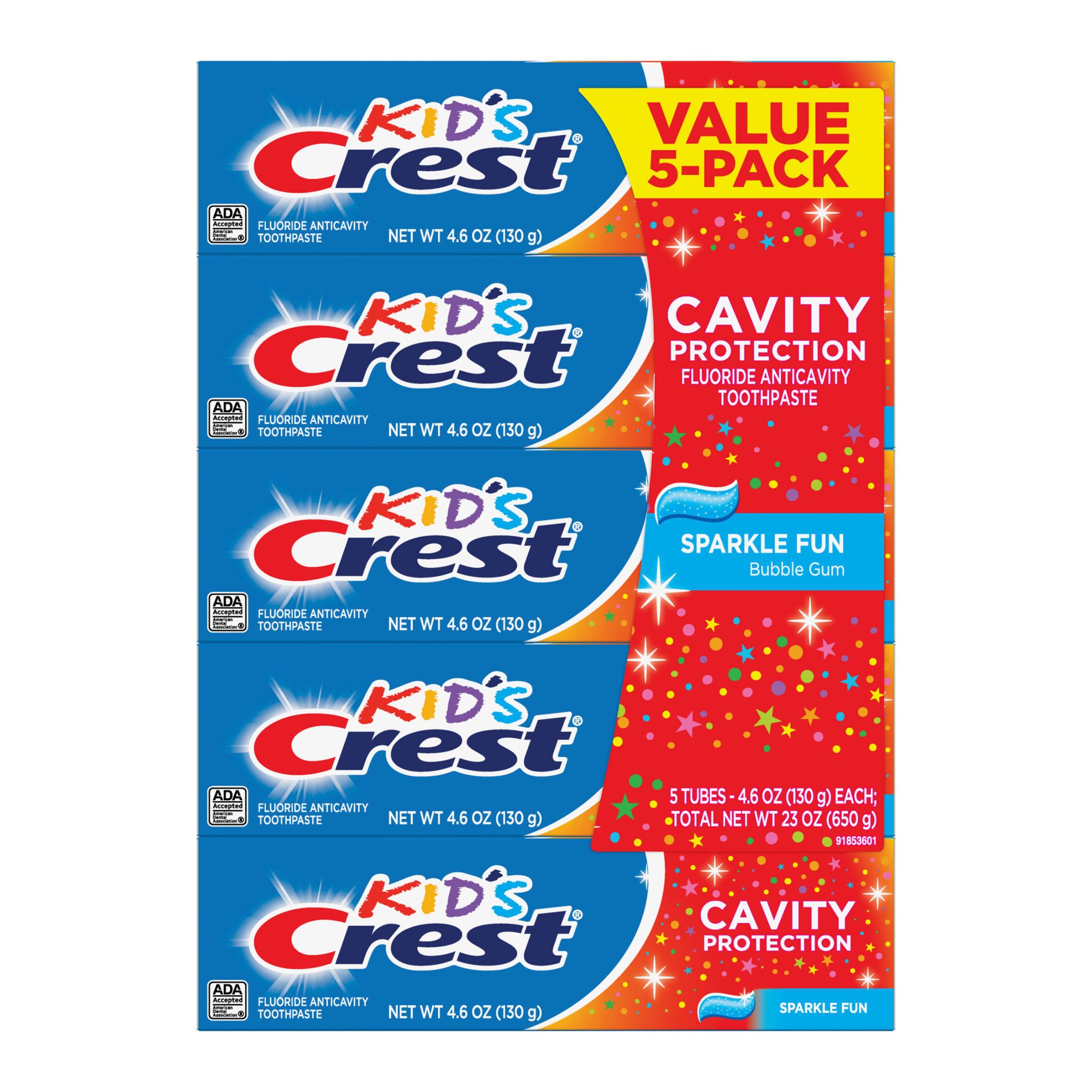 Crest Kids Cavity Protection Toothpaste - Sparkle Fun Flavor, 5 pk./4.6 oz.