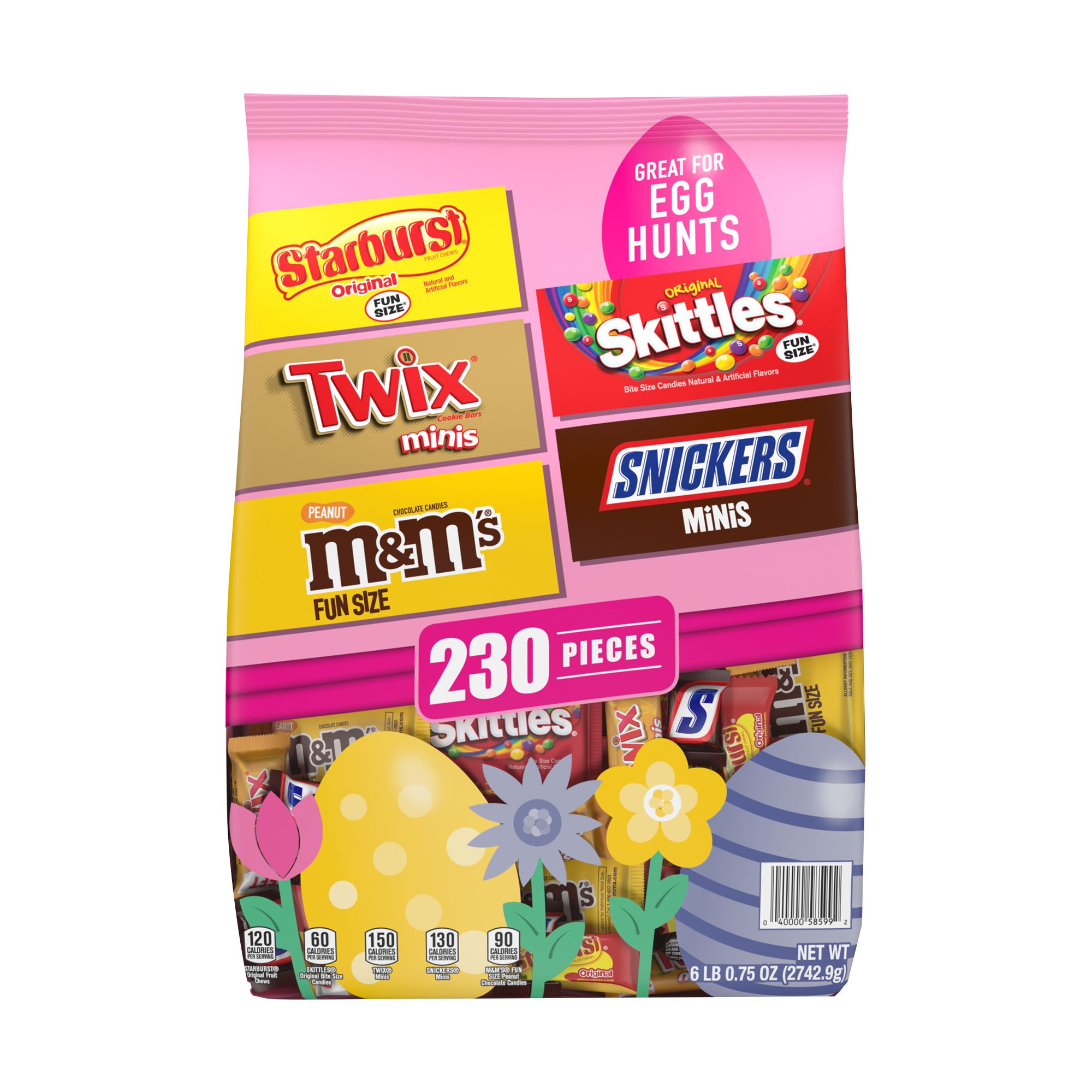 M&M's, Skittles, Twix, Snickers & Starburst Easter Candy Bulk Assortment, 230 pk.