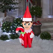 Gemmy 4.5' Airblown Inflatable Elf on the Shelf with Candy Cane