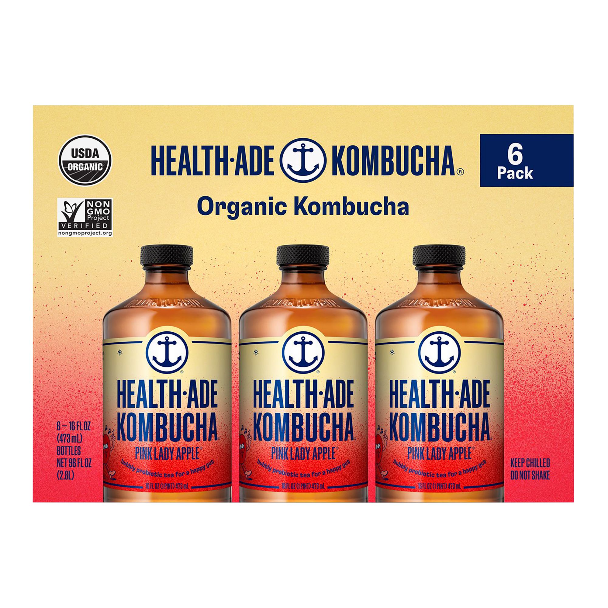 Health-Ade Pink Lady Apple Kombucha, 6 pk./16 oz.