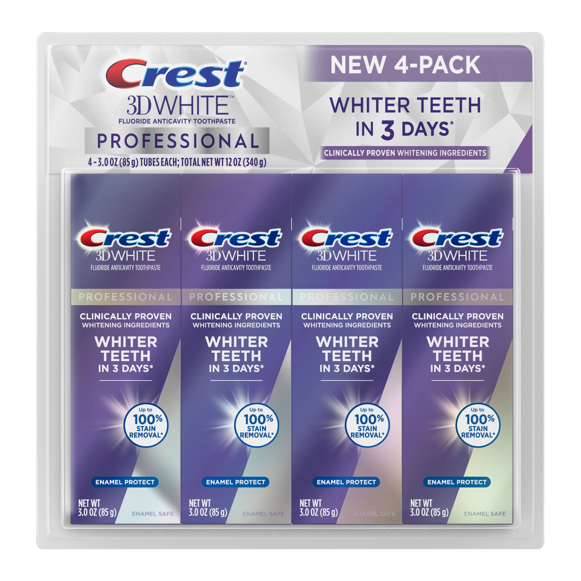 Crest 3D White Professional Enamel Protect Toothpaste, 4 pk./3 oz.