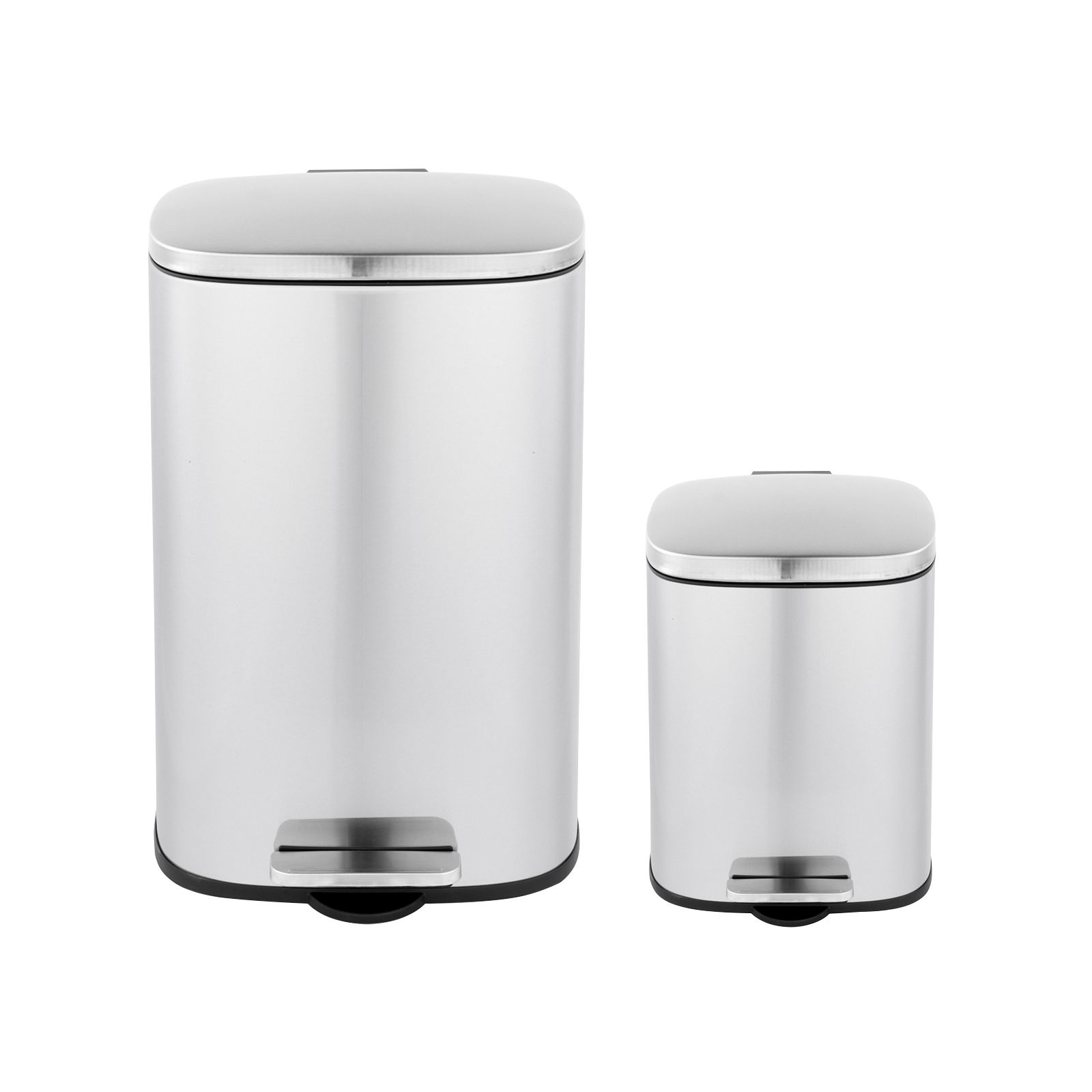 Berkley Jensen 13 Gal./2 Gal. Rectangular Step-On Trash Cans, set of 2 - Stainess Steel