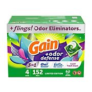 Gain Flings 3-in-1 Laundry Detergent Pacs with Odor Defense, 152 ct. - Super Fresh Blast Scent