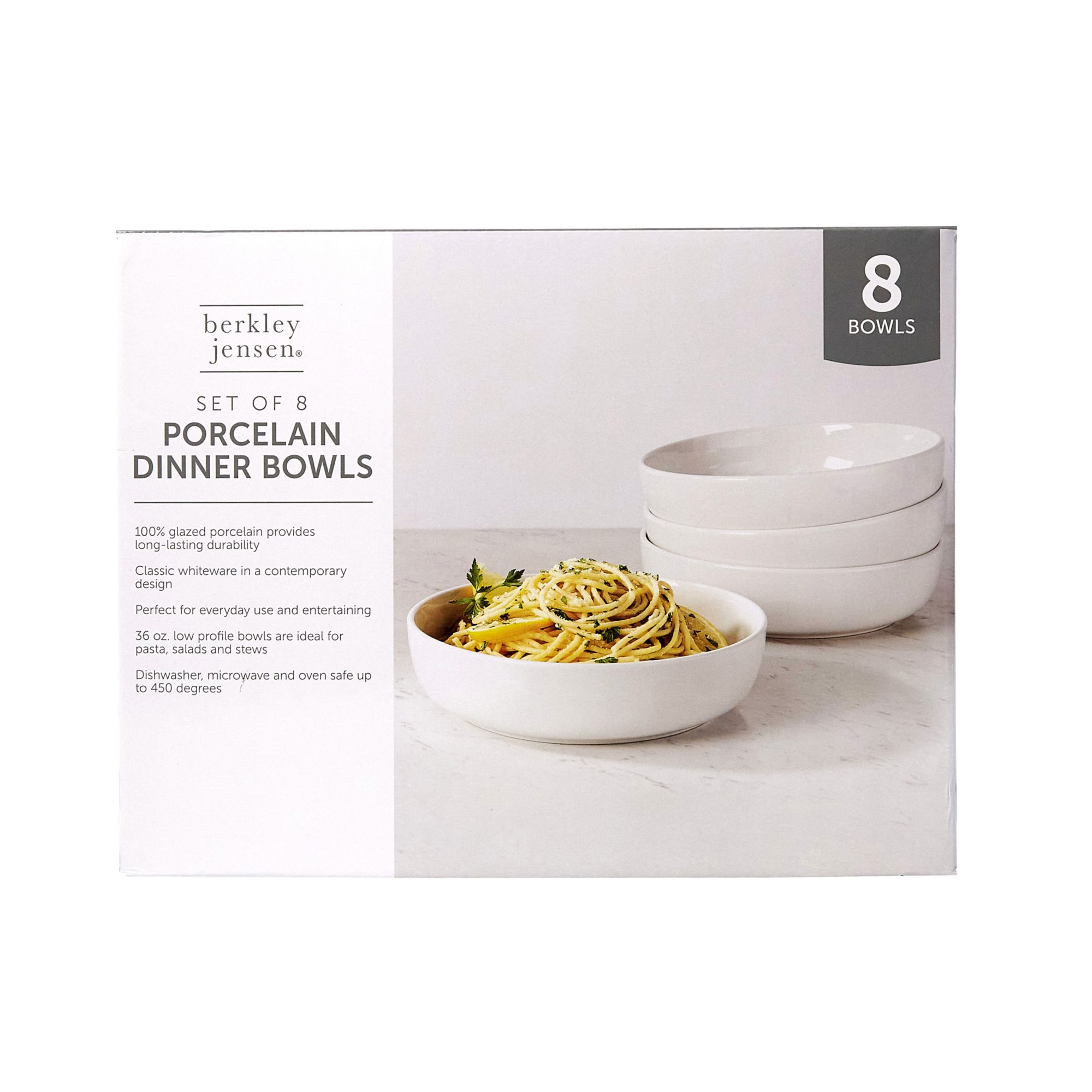 Berkley and Jensen 8&quot; Porcelain Dinner Bowls, 8 pk. - White