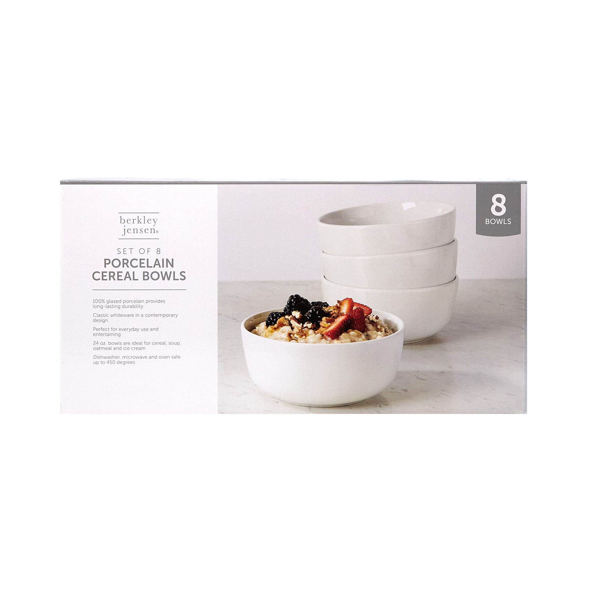 Berkley Jensen 6&quot; Porcelain Cereal Bowls, 8 pk. - White