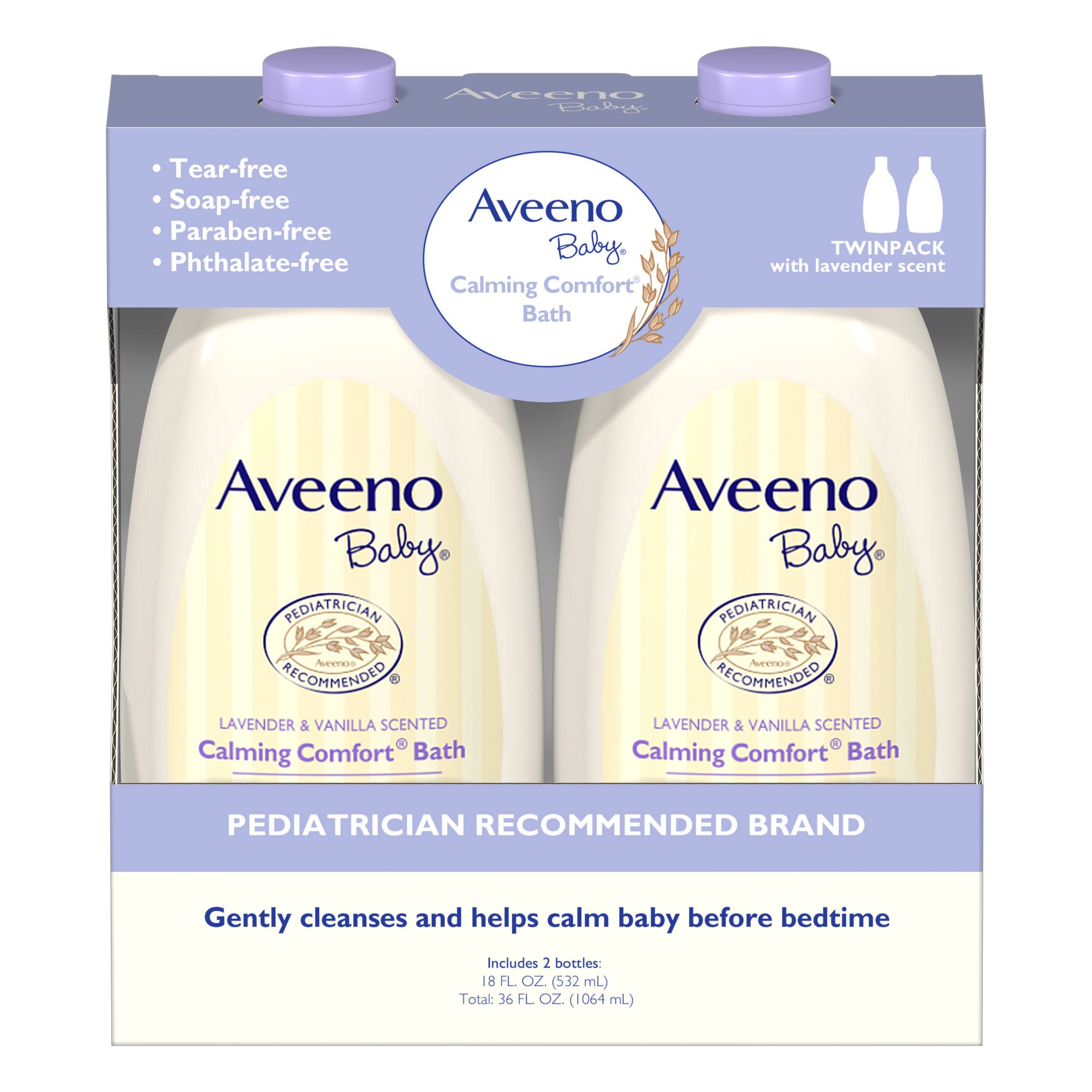 Aveeno Baby Calming Comfort Bath Wash, 18 Fluid Ounce (2 Pack)