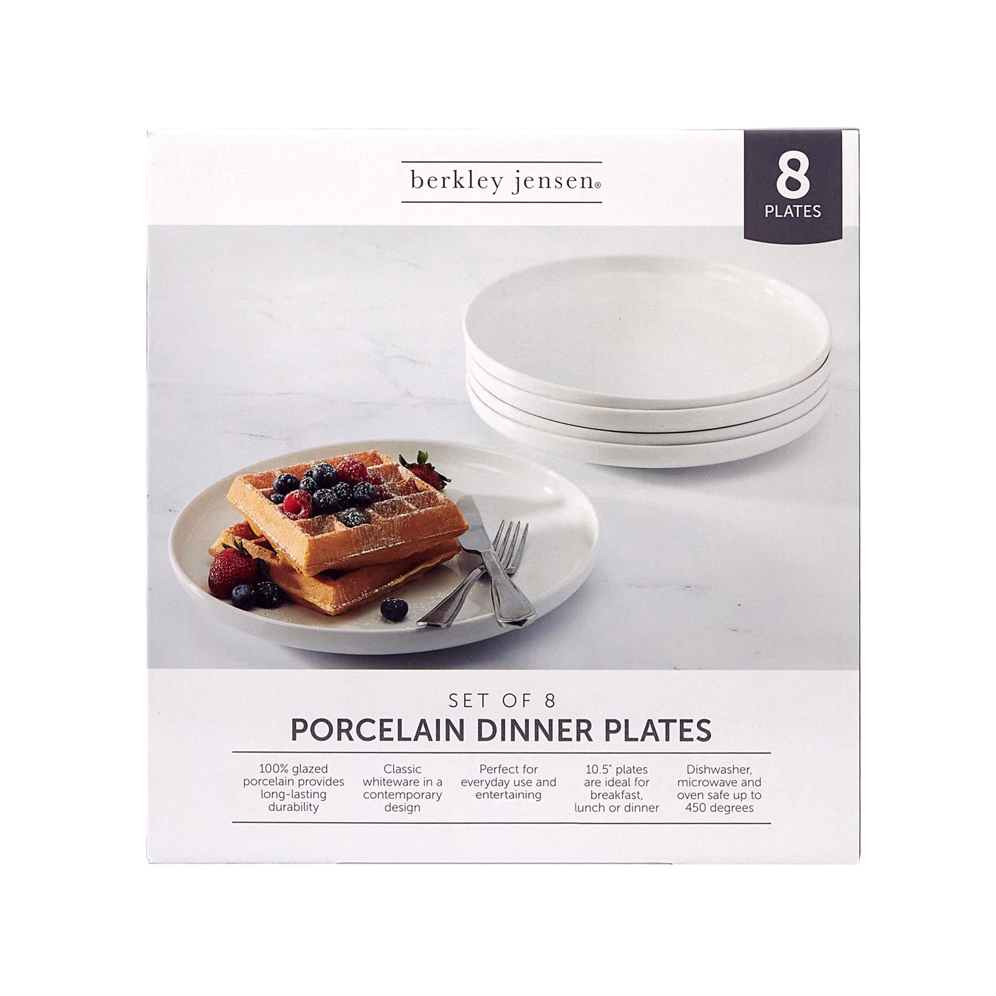 Berkley Jensen 10.5&quot; Porcelain Dinner Plates, 8 pk. - White