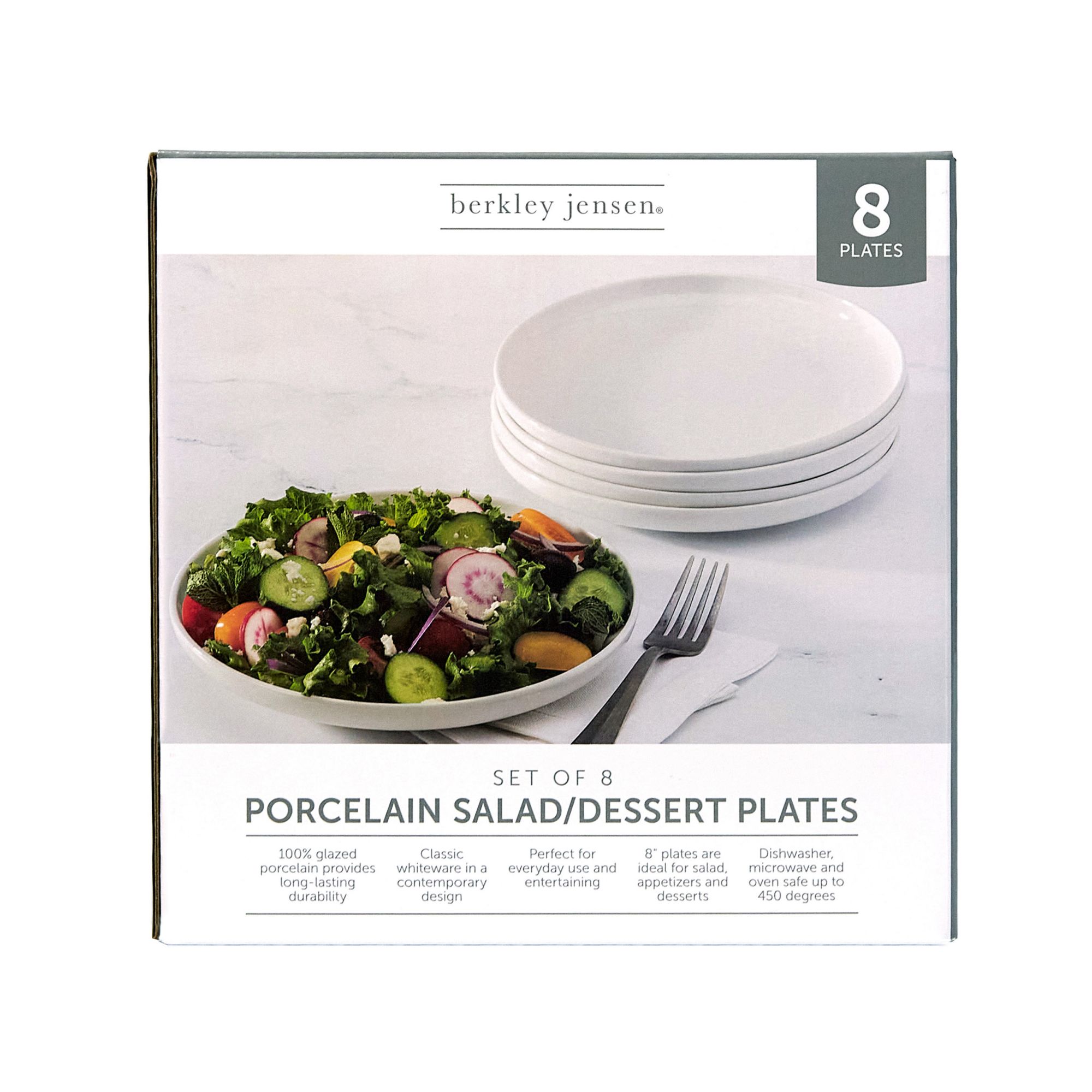 Berkley Jensen Porcelain 8&quot; Porcelain Dessert Plates, 8 pk. - White