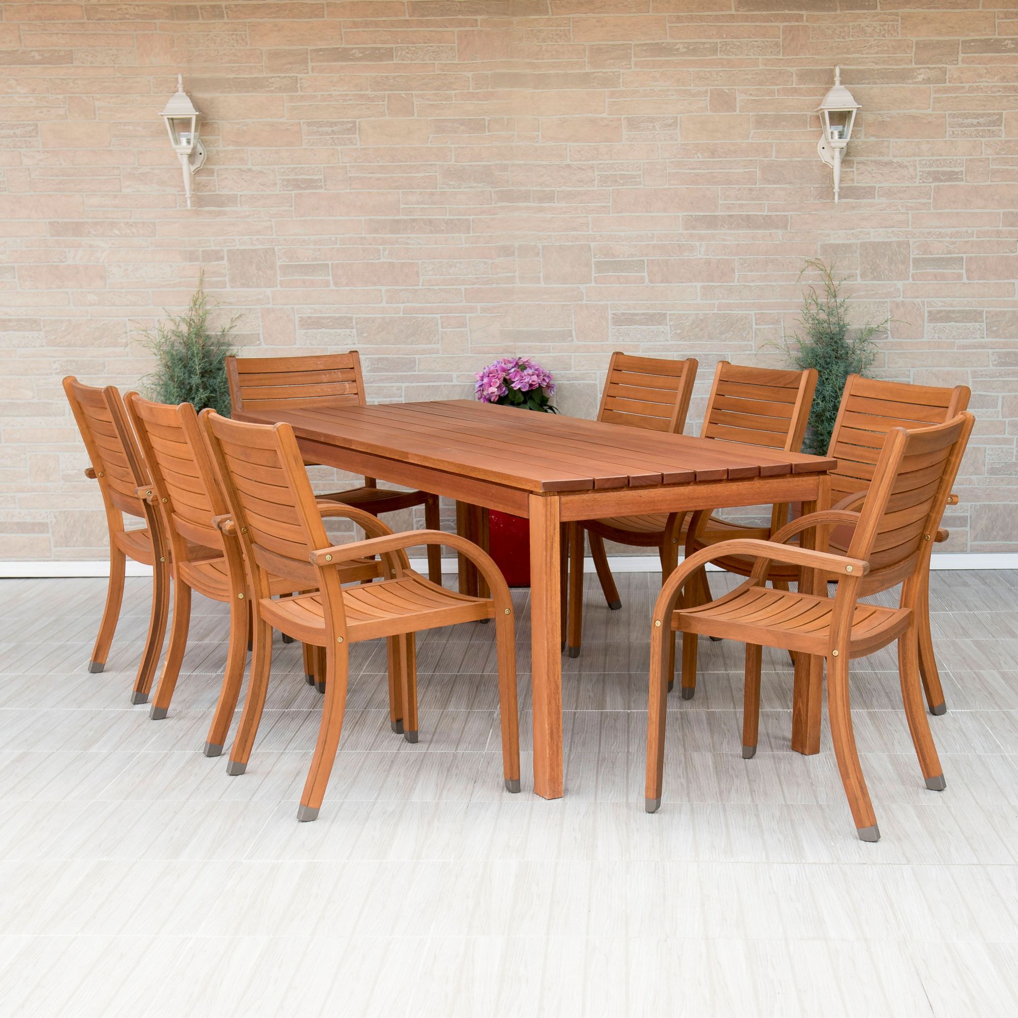 Amazonia 9-Piece Picker FSC Certified Wood Outdoor Patio Dining Set