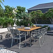Amazonia 9-Piece Surphe FSC Certified Wood Outdoor Patio Dining Set - Gray Chairs