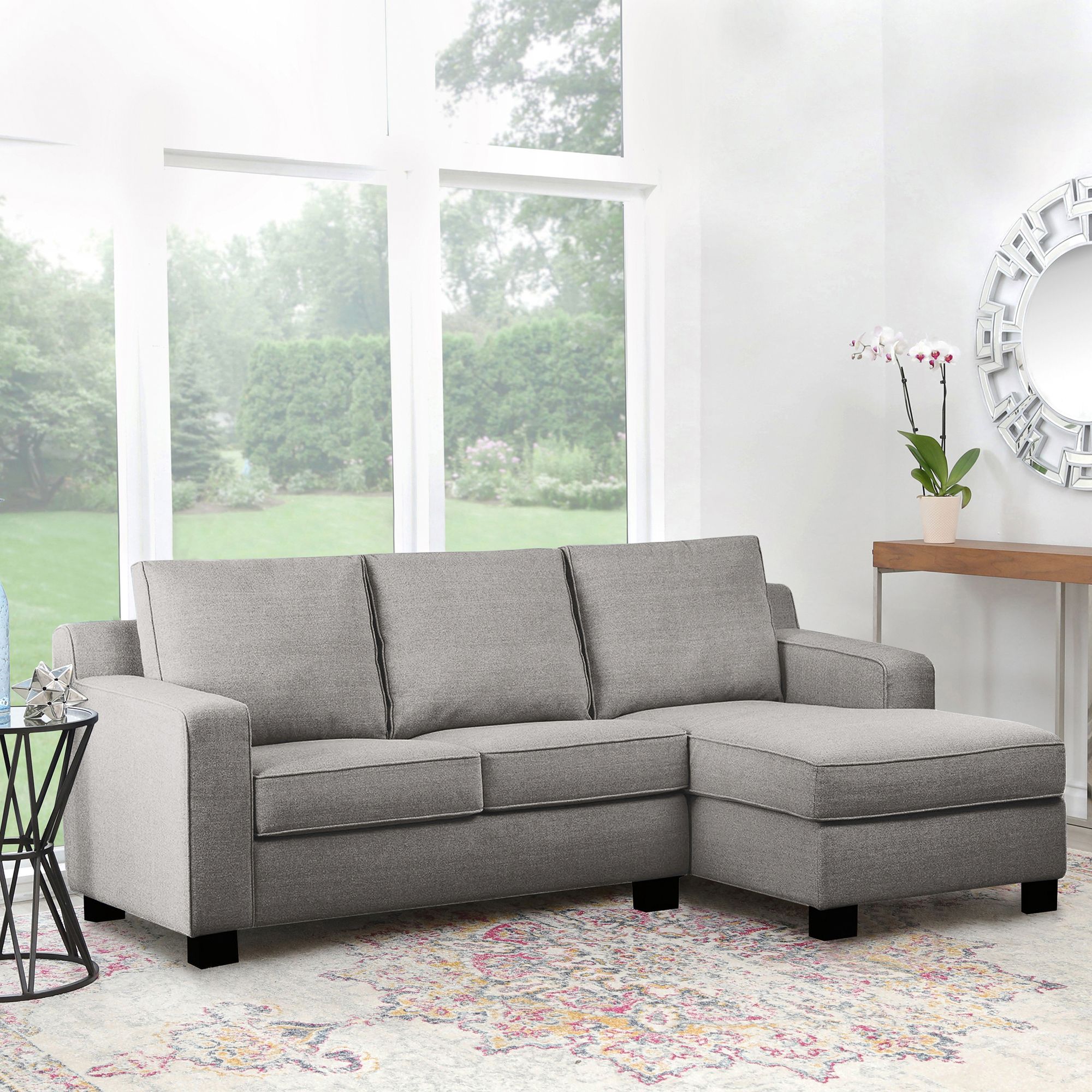 Abbyson Living Hampton Storage Sofa Bed Reversible Sectional, Gray