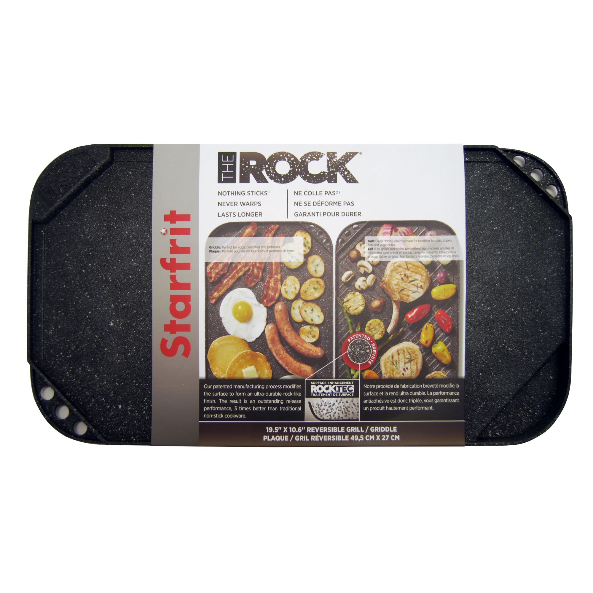 Starfrit The Rock 19.5&quot; x 11&quot; Reversible Grill and Griddle - Black
