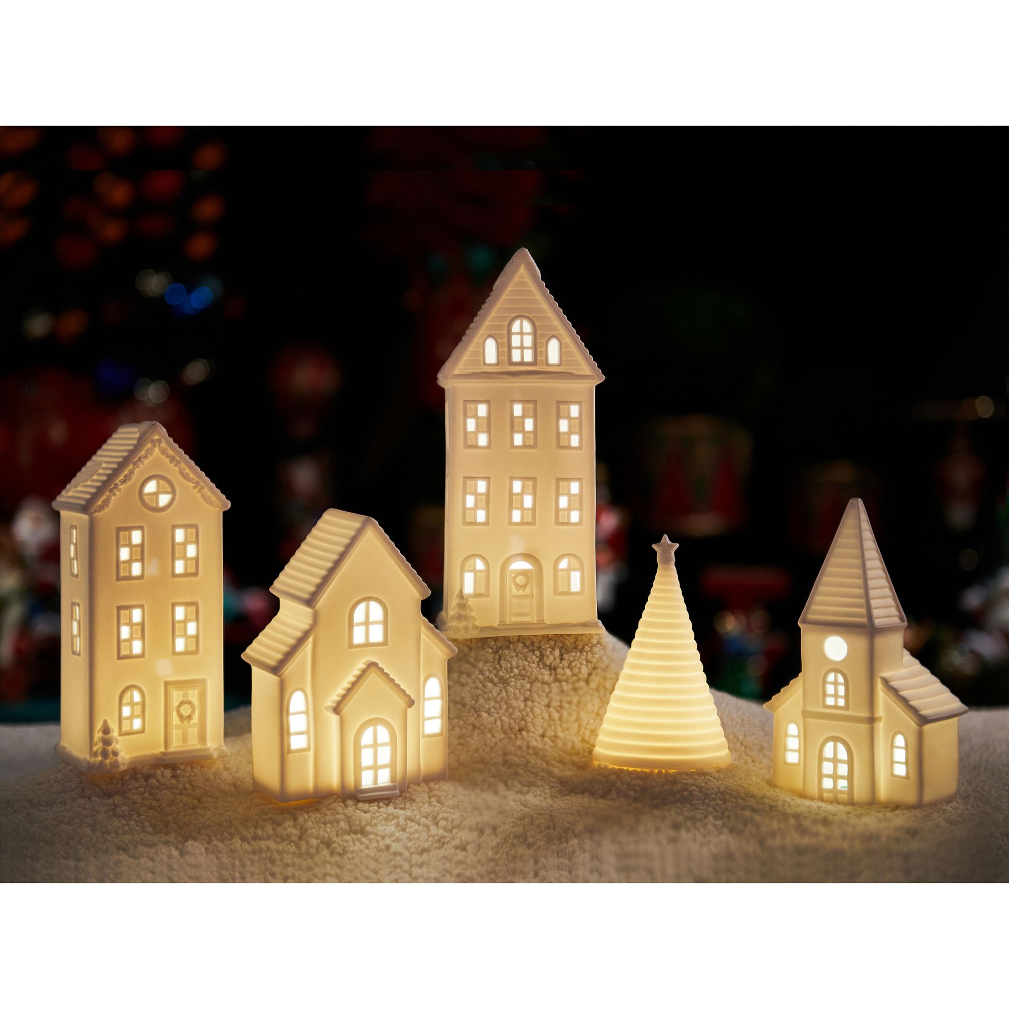 Northlight 11-Piece LED Lighted Theater and Shops Christmas Village Display  Set 