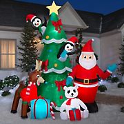 Gemmy 9.5' Airblown Inflatable Animated Santa and Friends Tree Decorating Scene
