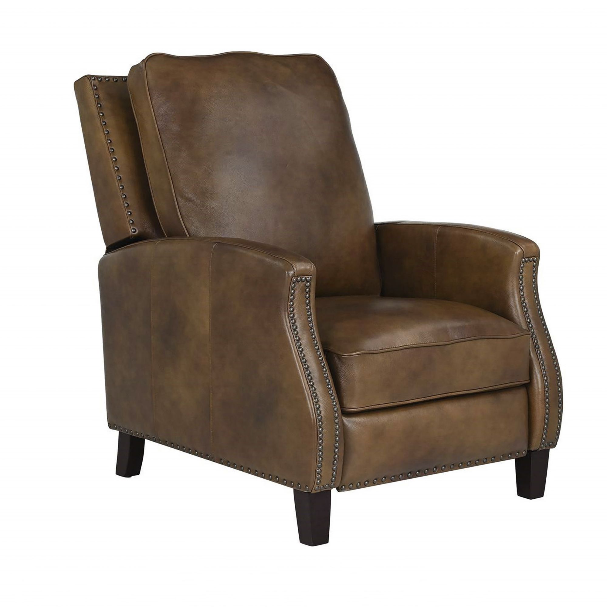 Henglin Leather Match Pushback Recliner - Saddle Brown