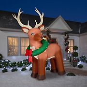 Gemmy 10.5' Airblown Inflatable Reindeer with Wreath