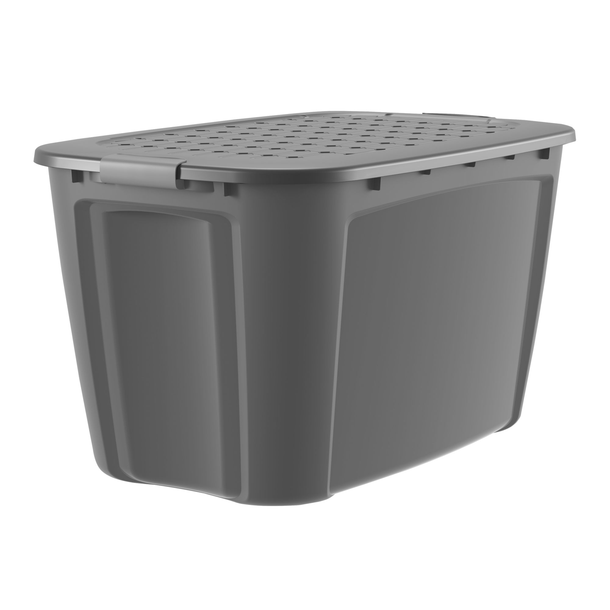 Bella Storage Solution 30 Gallon Locking Lid Storage Container - Clear Base  & Sharkskin Lid