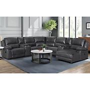 Henglin 4-Pc. Faux Leather Sectional Sofa Set - Gray