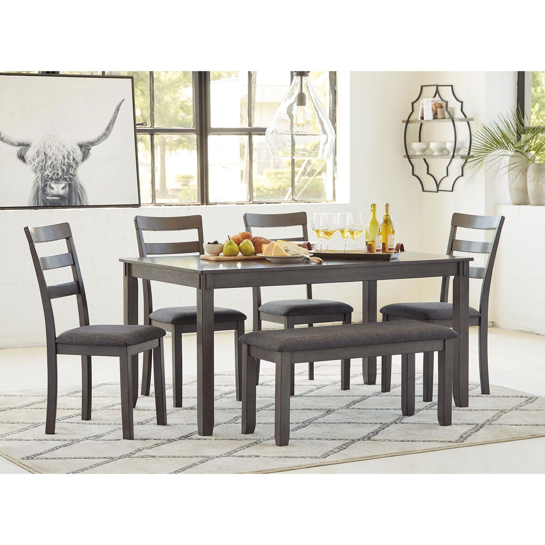 Signature Design By Ashley Bridson 6 Pack Dining Set - Gray