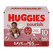 Huggies Nourish Scented Push Button Pack Baby Wipes, 10 pk.