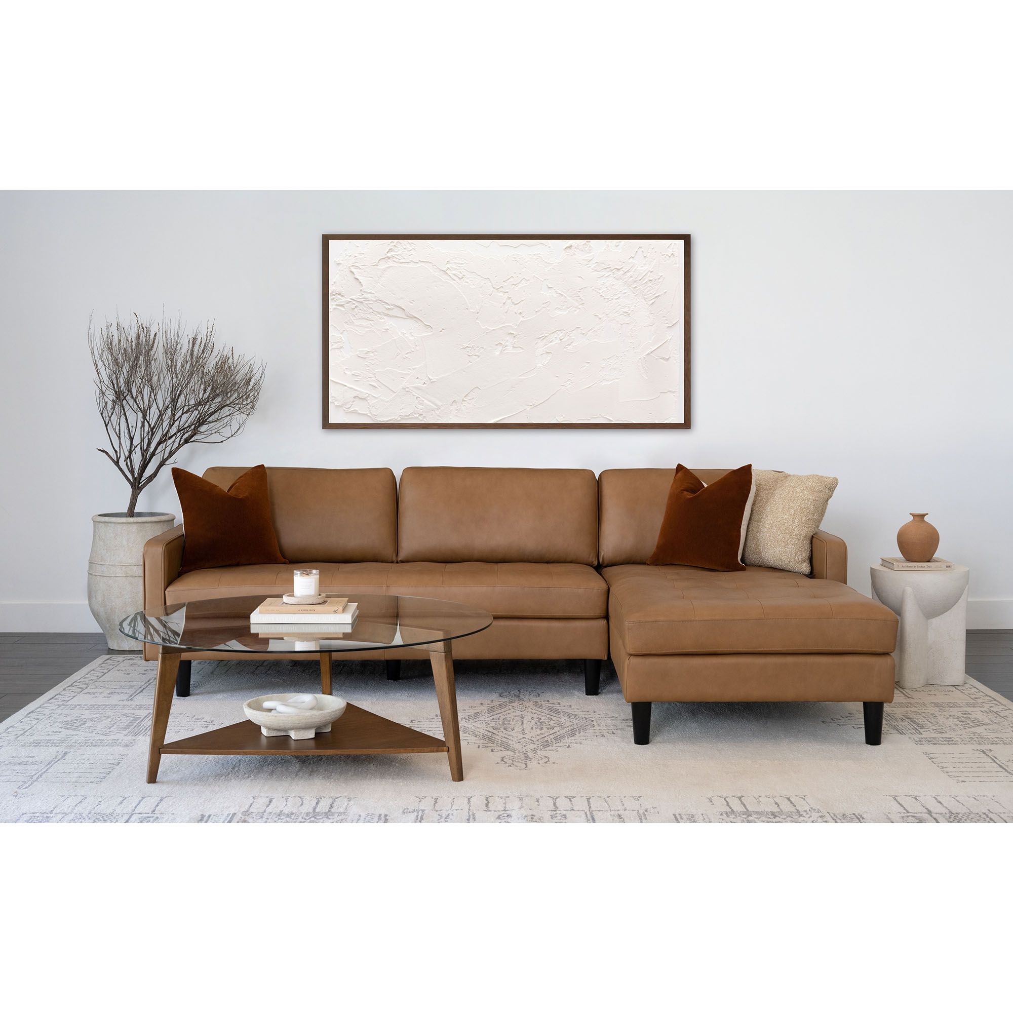 Abbyson Home Harris Leather Sectional - Camel