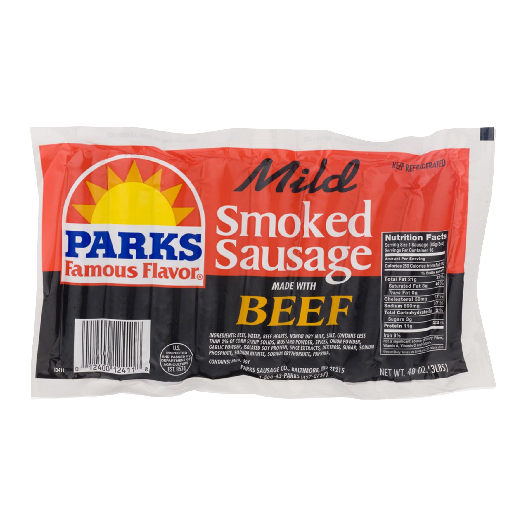 Parks Mild Beef Sausage, 3 lbs.