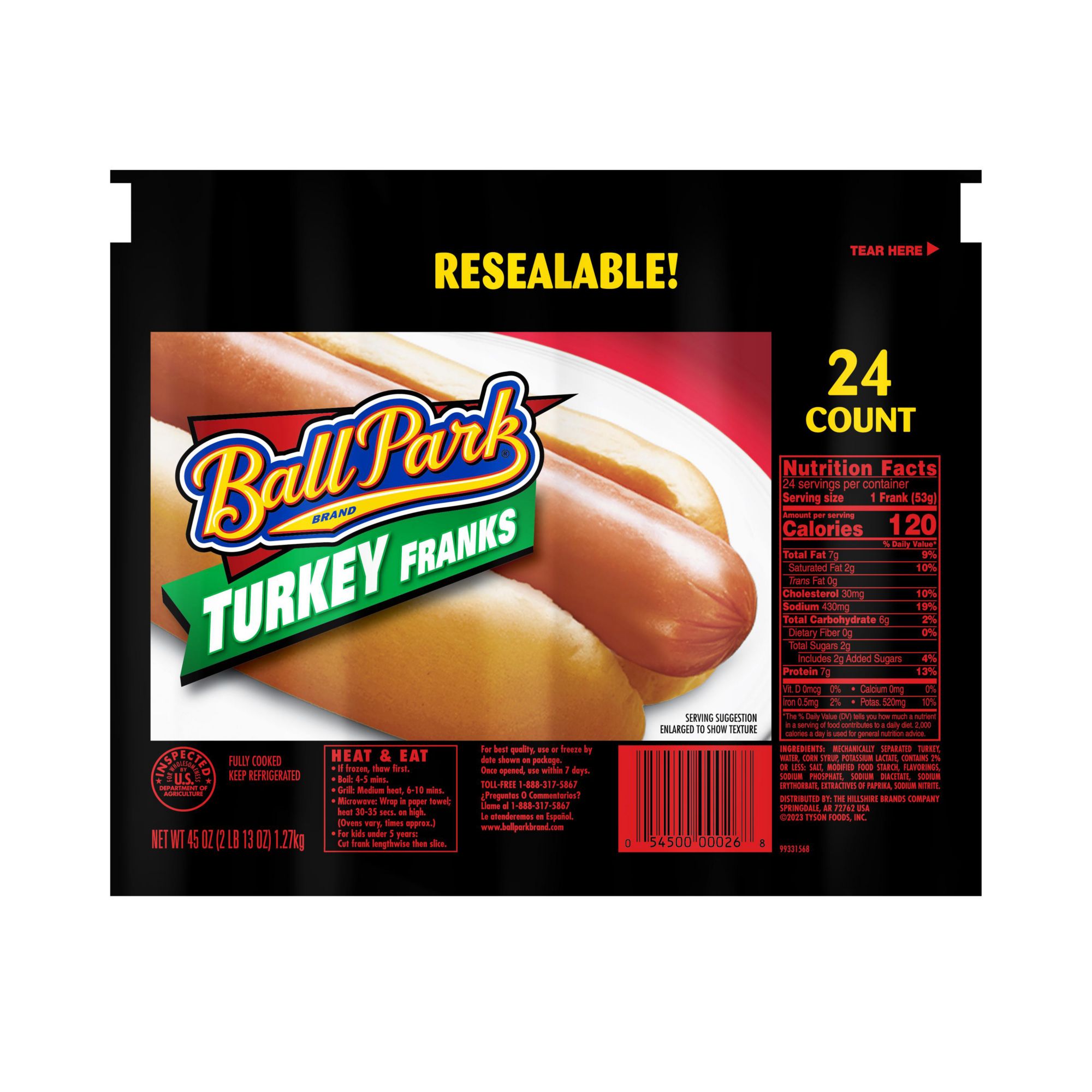 Ball Park Turkey Franks, 45 oz.