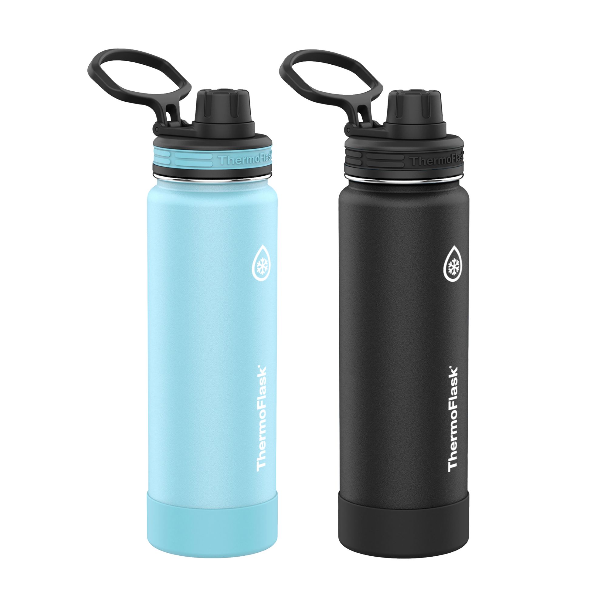 Thermoflask 24oz Stainless Steel Insulated Water Bottles, 2-Pack (Black and Green)