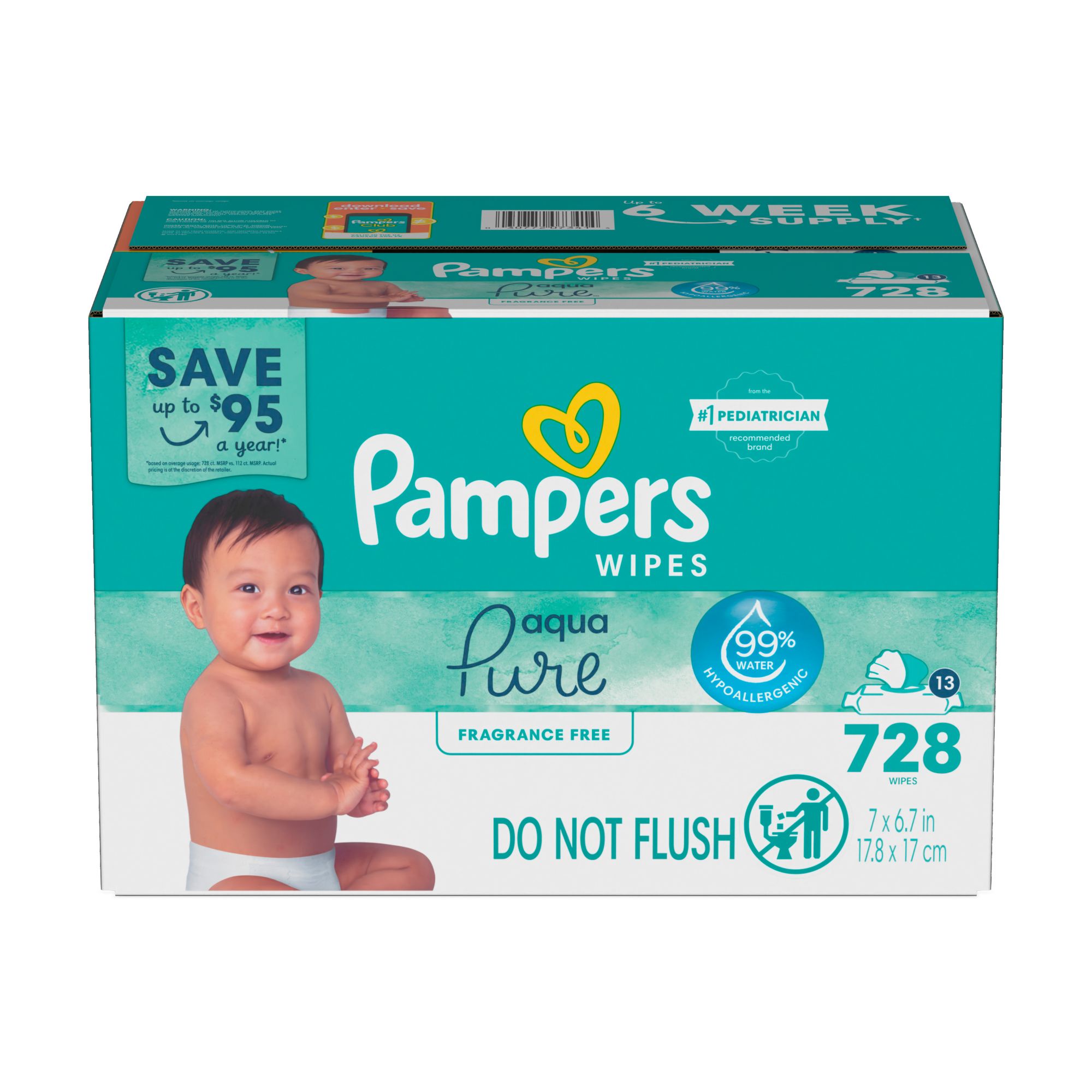 Pampers Aqua Pure Sensitive Baby Wipes with Pop-Top, 13 pk./728 ct.