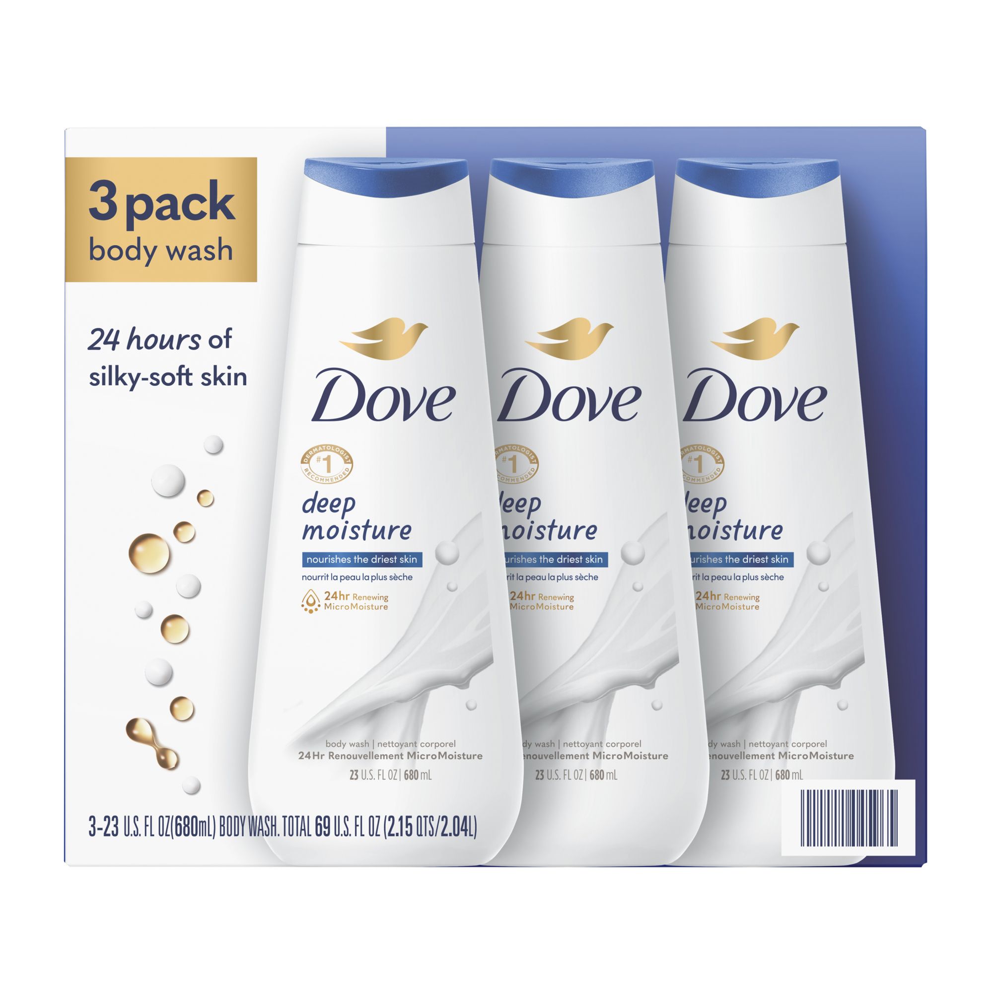 Dove Deep Moisture Renewing Body Wash, 3 pk./23 oz.