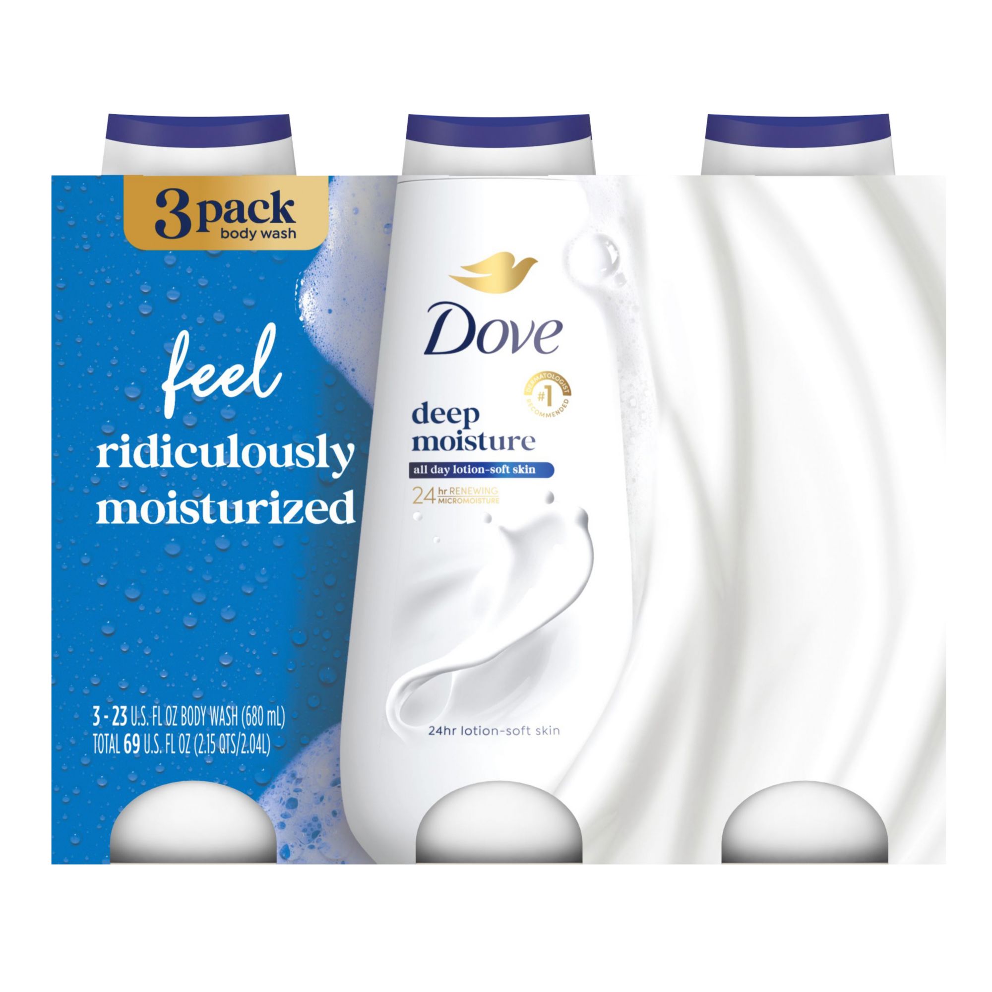 Dove Deep Moisture Renewing Body Wash, 3 pk./23 oz.