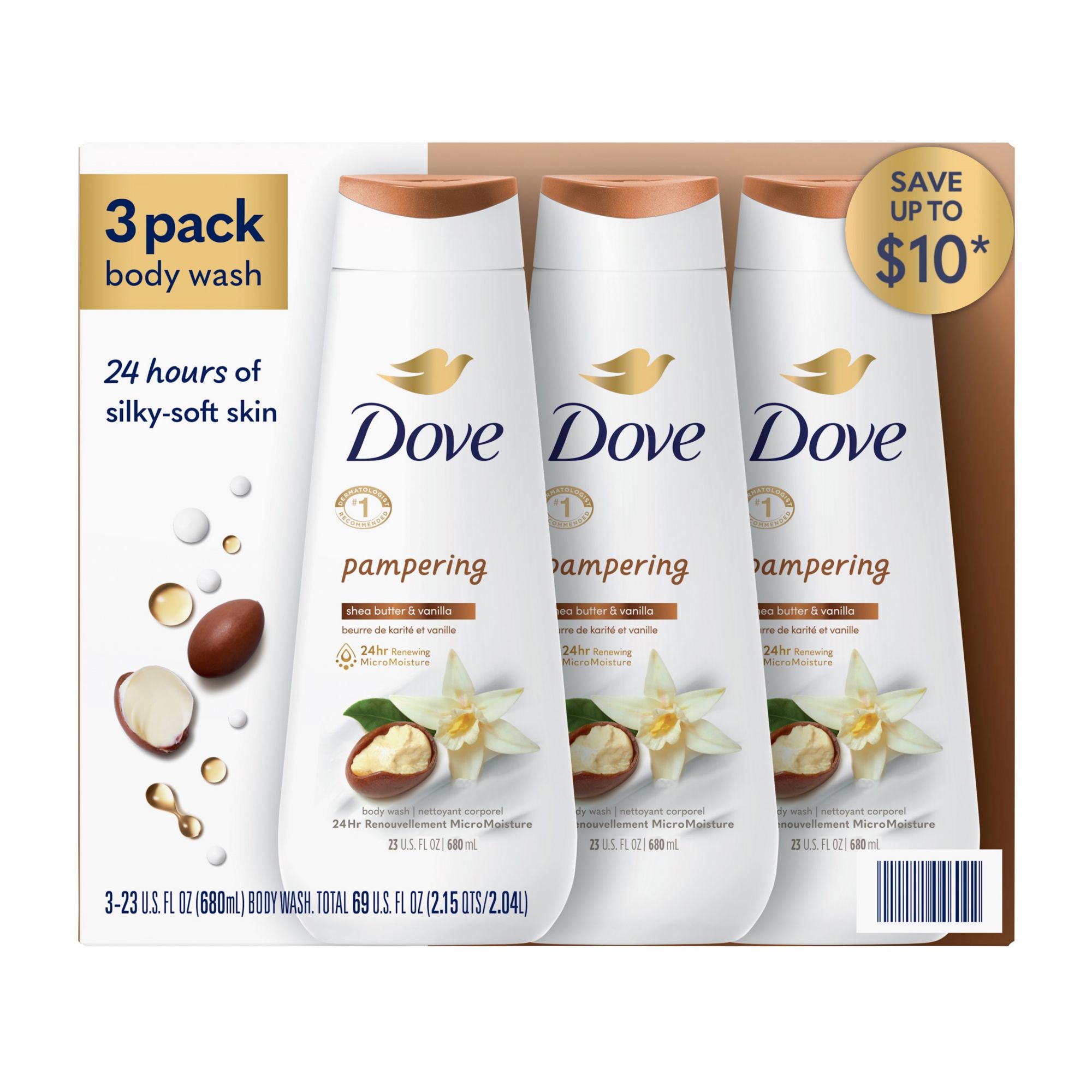 Dove Relax, Exfoliate & Restore Body Wash Variety Pack, 3 pk./23