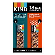 Kind Dark Chocolate & Peanut Butter Dark Chocolate Nut Bars Variety Pack, 18 pk./1.4 oz.