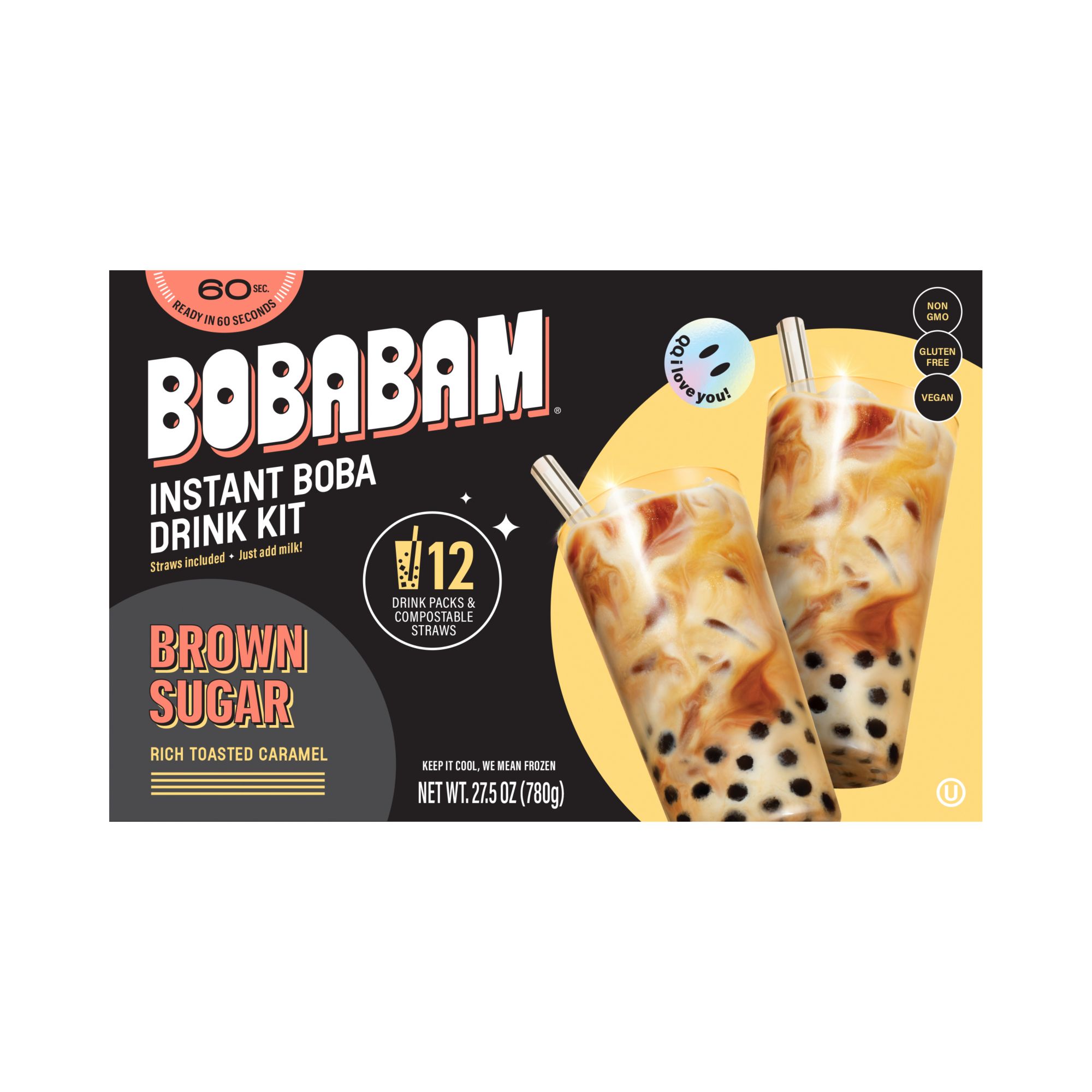 BobaBam Instant Brown Sugar Boba Kit, 12 pk.