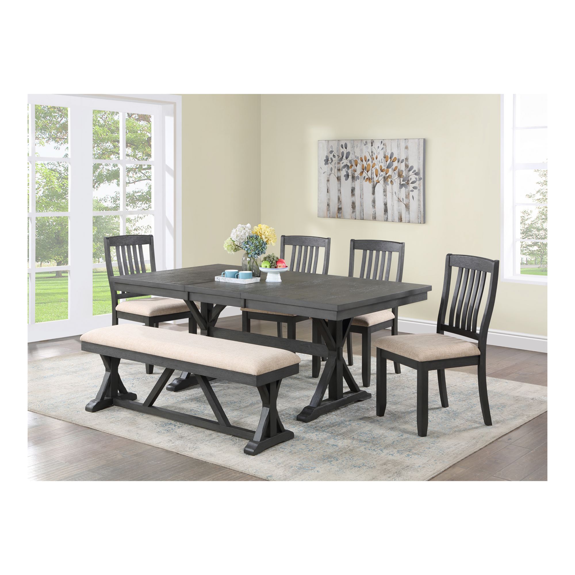 Berkley Jensen Logan 6-Pc. Dining Set With Bench - Brown