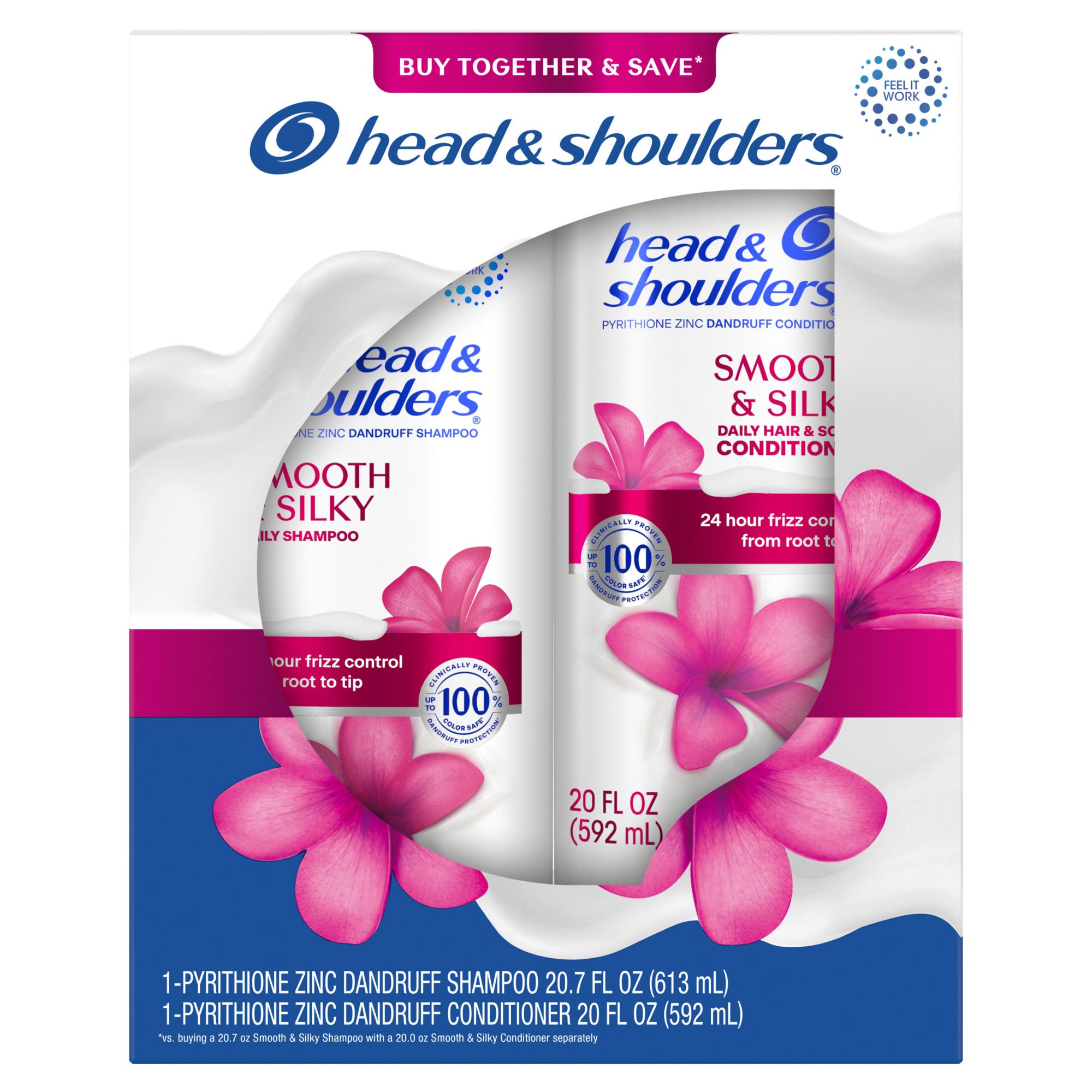 Head and Shoulders Paraben Free Smooth & Silky Shampoo and Conditioner, 2 pk./20.7 oz.