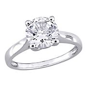 Created White Sapphire Solitaire Engagement Ring in Sterling Silver
