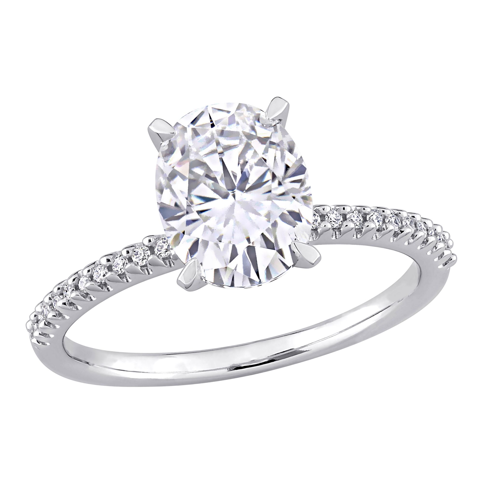 0.1 ct. t.w. Created White Sapphire and Diamond Engagement Ring in 14k ...
