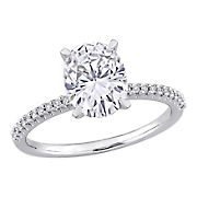 0.1 ct. t.w. Created White Sapphire and Diamond Engagement Ring in 14k White Gold
