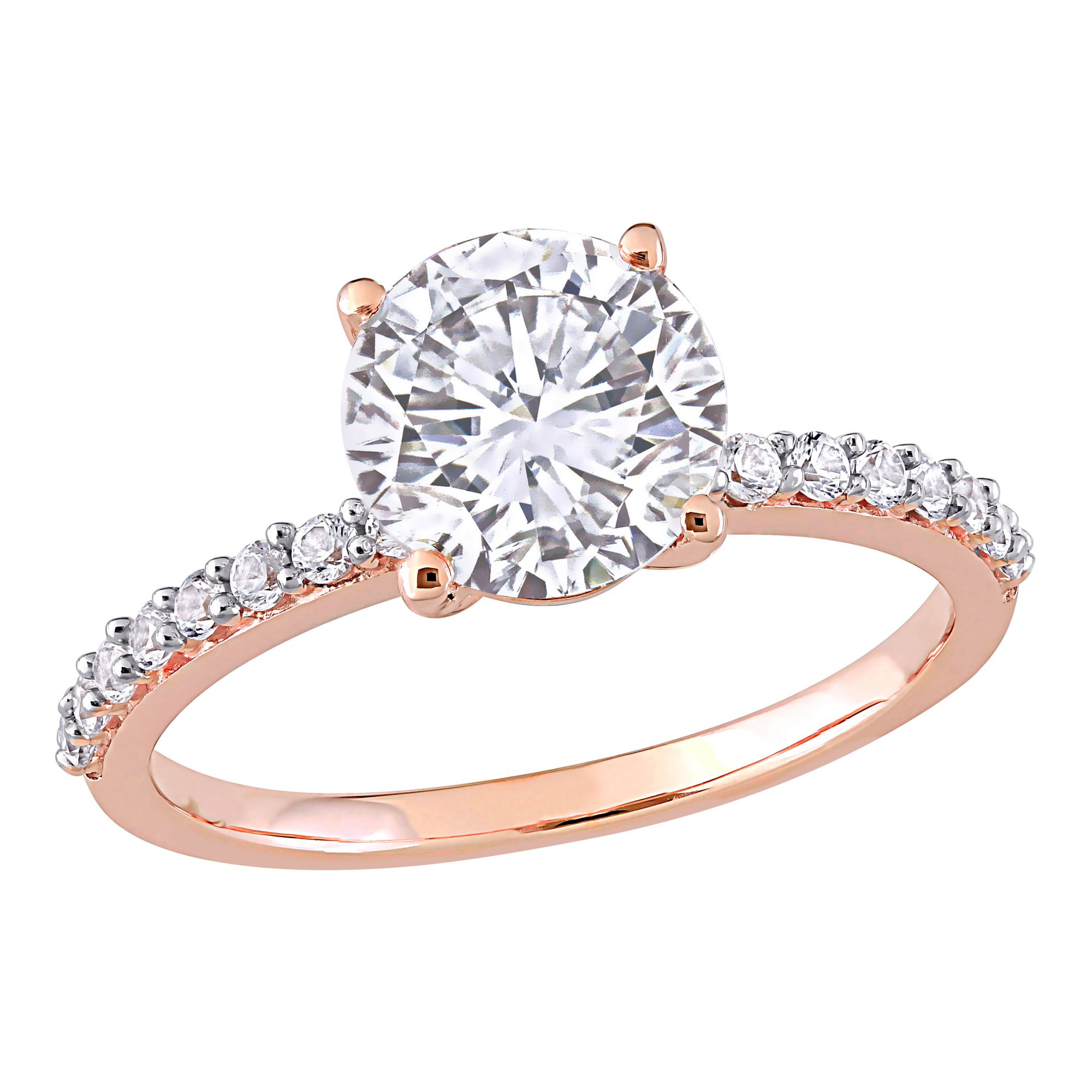 Created White Sapphire Engagement Ring in 10k Rose Gold