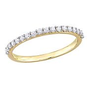 Created White Sapphire Semi-Eternity Wedding Band Ring in 10k Yellow Gold