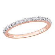Created White Sapphire Semi-Eternity Wedding Band Ring in 10k Rose Gold
