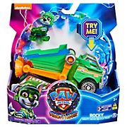 Paw Patrol: The Mighty Movie, Toy Garbage Truck Recycler with Rocky Mighty Pups Action Figure
