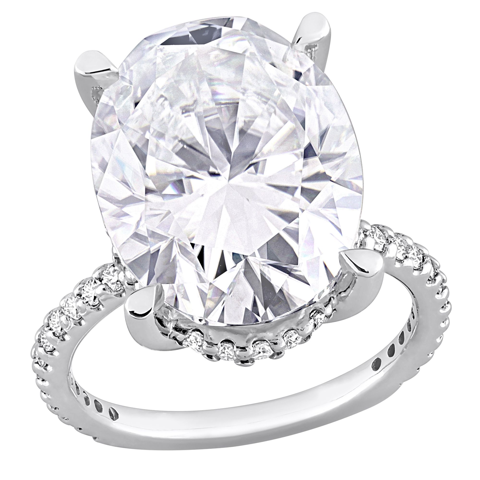 8.01 ct.  DEW Oval Moissanite Engagement Ring in 10k White Gold